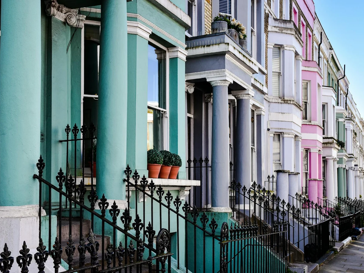 Front door painting teal and pink period property in Haywards Heath by Haywards Heath Decorators